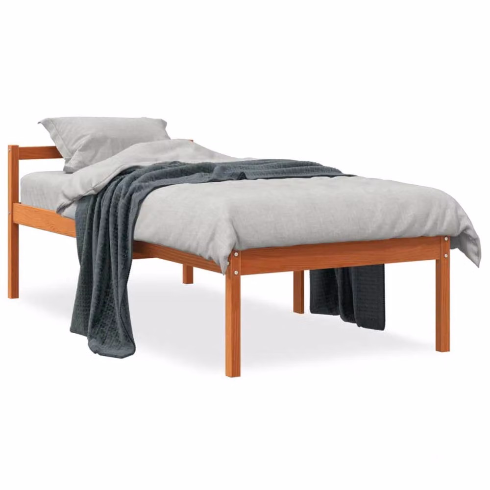 Berkfield Home Senior Small Single Solid Wood Pine Bed in Wax Brown, W/D/H: 75 x 190 cm – 2