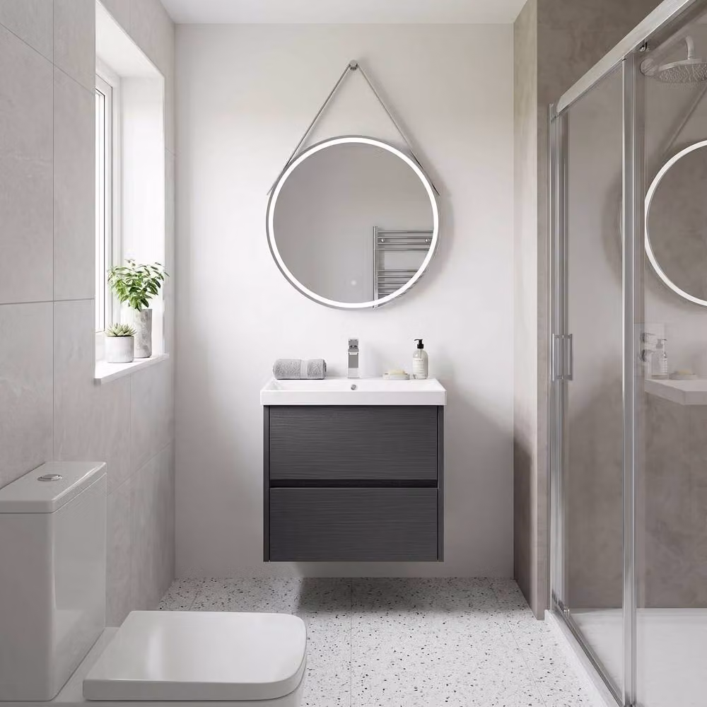 Balterley Chartley 2 Drawer Wall Hung Vanity Basin Unit, Graphite Grey, Width: 60 cm – 2