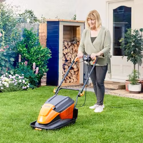 LawnMaster 1700W Corded Hover Mower and Grass Trimmer Set with Collection Bag, Orange – 3