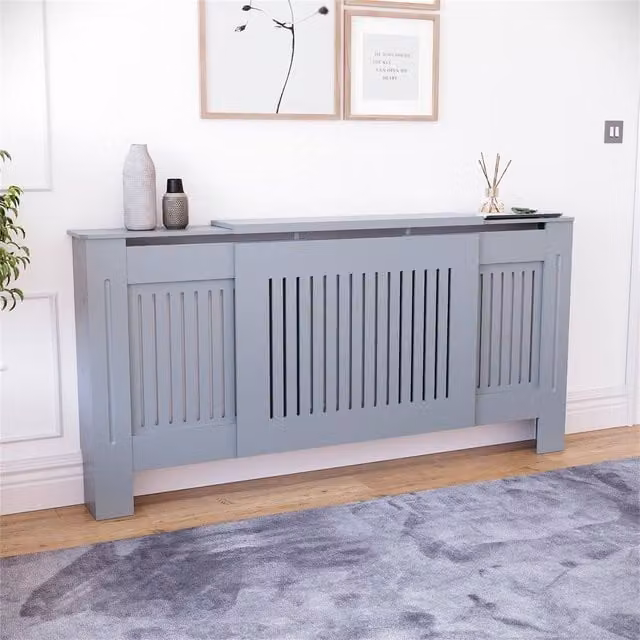 SPETLEK Grey Wall Mounted Radiator Cover Cabinet W: 83 cm, H: 140-204 cm, D: 19 cm – 1