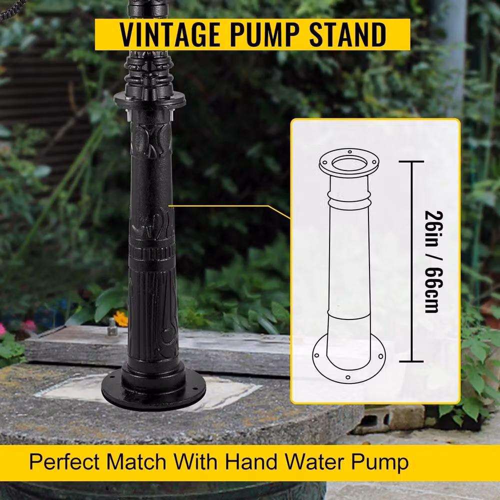 FLAVORA Antique Cast Iron Hand Water Pump in Black, W/D/H: 100 x 100 x 66 cm – 3
