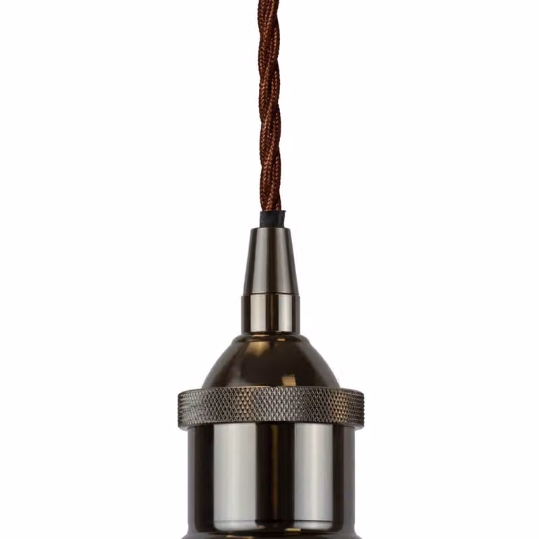 SE Home St Edmund's Navy Blue Enamel Pendant Light with Black Nickel and Brown Twisted Detail