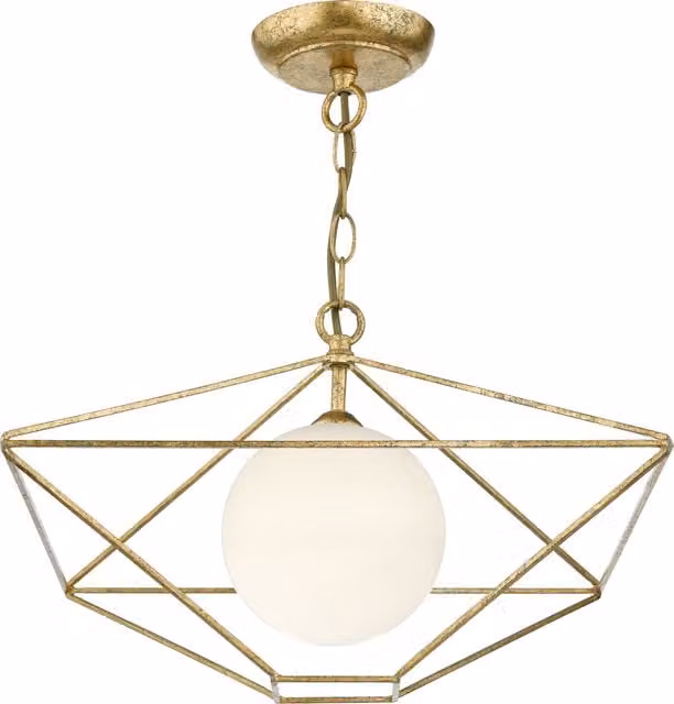 Orsini Mid-Century Suspended Sphere Pendant Light in Gold and White with Dimmable Height Adjustment