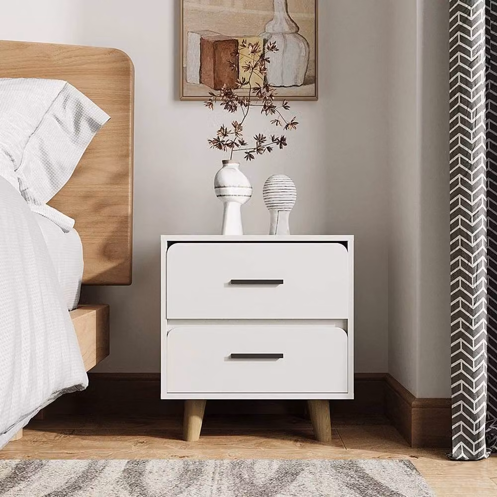 EONLION White 2 Drawer Wooden Bedside Table Cabinet for your Bedroom, Width: 100 cm – 3