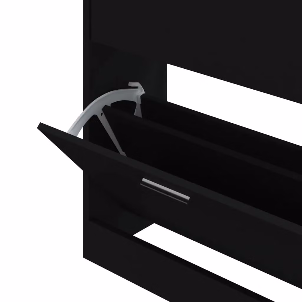 Berkfield Home Modern Black Shoe Cabinet with Tilting Compartments, W/D/H: 63 x 24 x 81 cm – 3