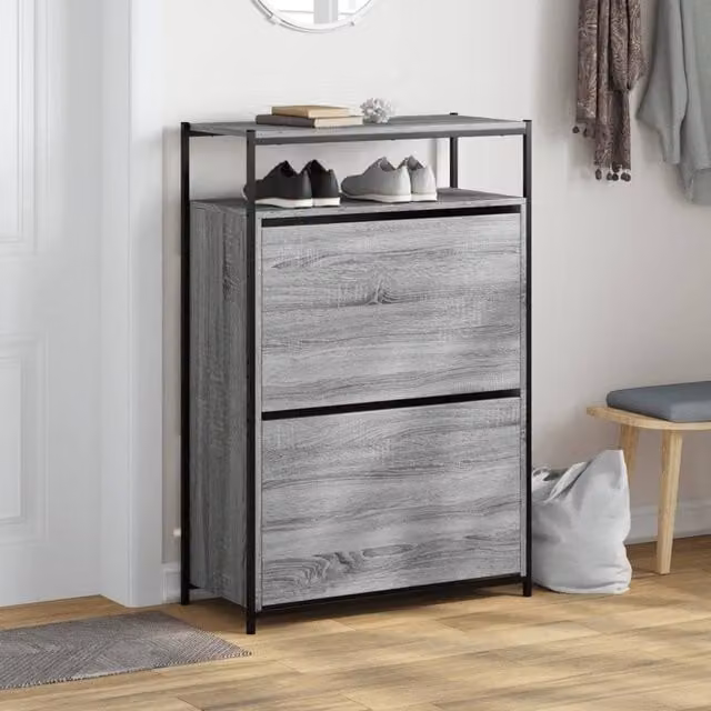 Berkfield Home Grey Sonoma Shoe Cabinet W/D/H: 75 x 34 x 112 cm