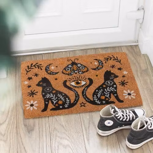 Something Different Wholesale Frightful Folk Cat Coir Doormat, Natural and Black, W/D/H: 60 x 40 x 1 cm – 3