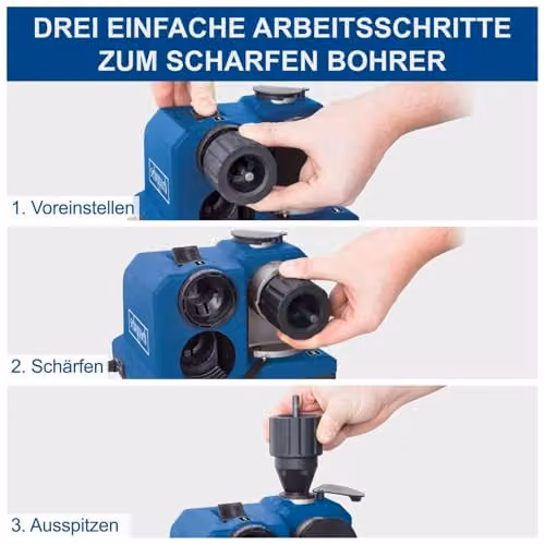 Scheppach DBS800 Drill Bit Sharpener in Blue with 80W Motor and Diamond Grinding Wheel – 2