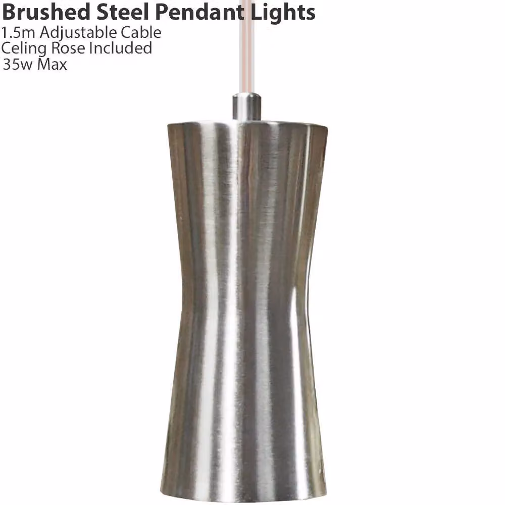 Loops Modern Silver Stainless Steel Hanging Ceiling Pendant Light for Kitchen and Dining Rooms – 3