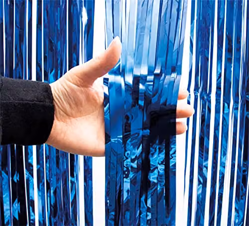 Netagon Metallic Tinsel Curtain in Blue – 3