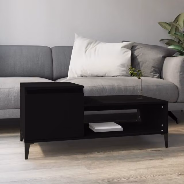 Berkfield Home Black Modern Rectangular Coffee Table, W/D/H: 100 x 50 x 45 cm – 1