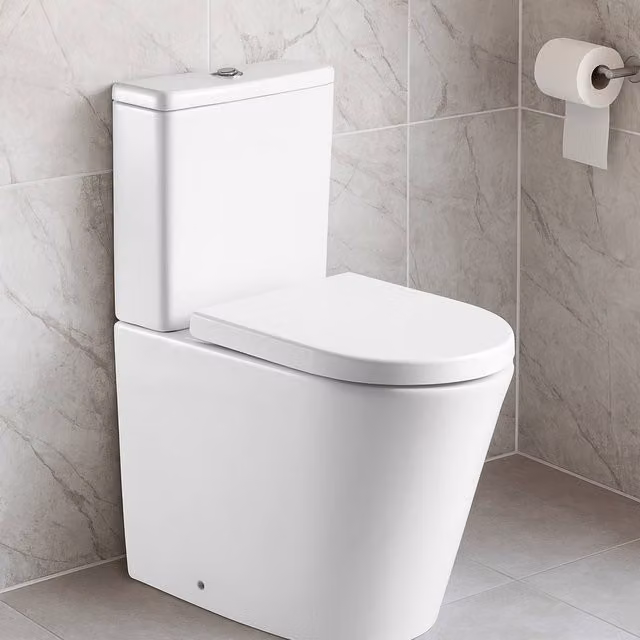 Bathroom Kingdom Ferrara Rimless Close Coupled Ceramic Toilet with Soft Close Seat in White