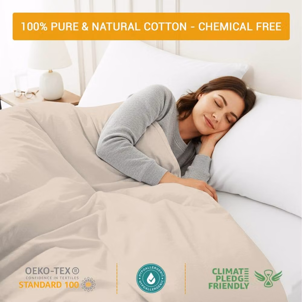 Grace 400 TC 100% Egyptian Cotton Duvet Cover Set with Zipper Closure, Beige, Single (90 x 200 cm) – 2