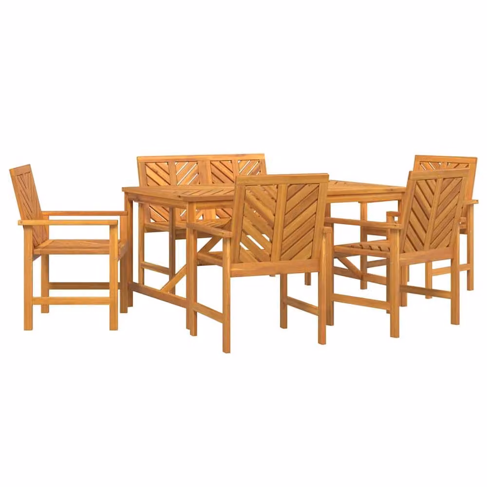 Berkfield Home Modern 5 Piece Acacia Wood Garden Dining Set in Brown – 3