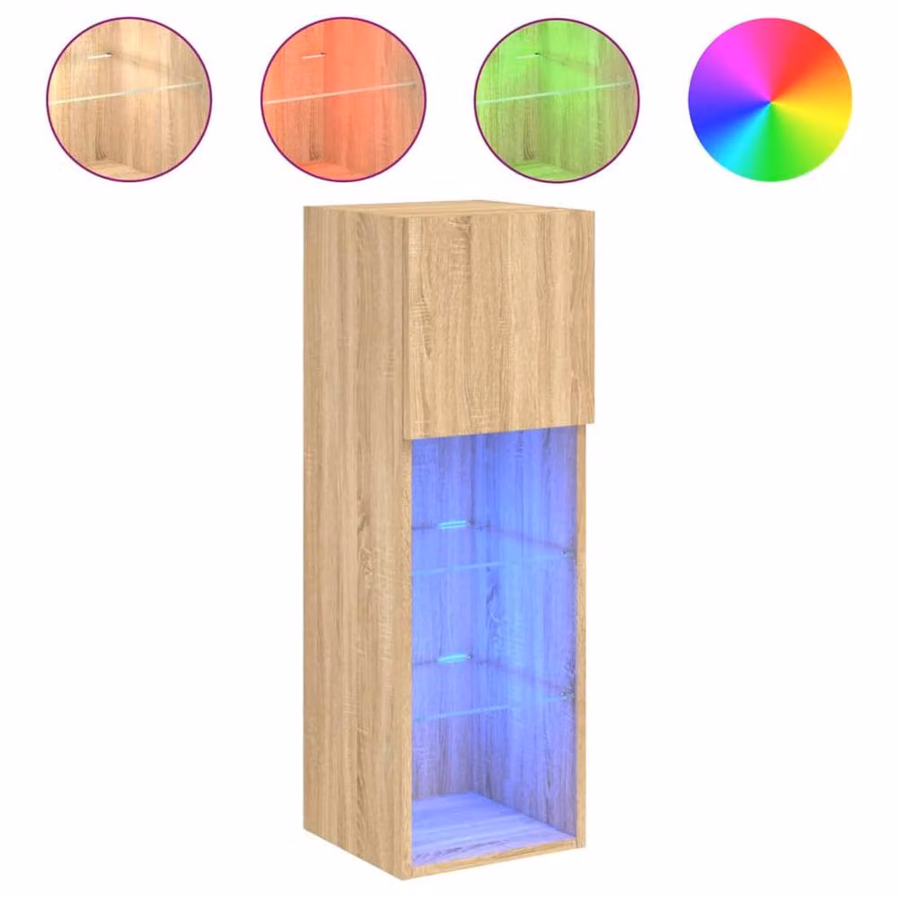 Berkfield Home Set of 2 TV Cabinets with LED Lights in Sonoma Oak Light Brown, W/D/H: 30.5 x 30 x 90 cm – 3