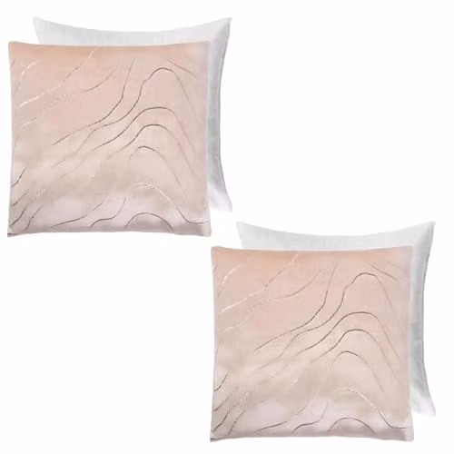 Sienna Metallic Wave Filled Cushions with Covers, 2 Pack, Natural and Gold, W/D/H: 45 x 45 x 45 cm