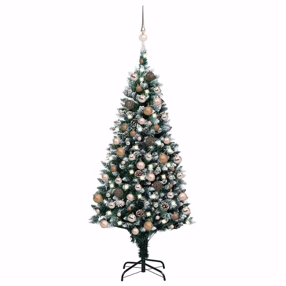 Berkfield Home Beautiful Artificial Pre-lit Christmas Tree with Ball Set and Pine Cones in Green with Warm White LED Lights – 2