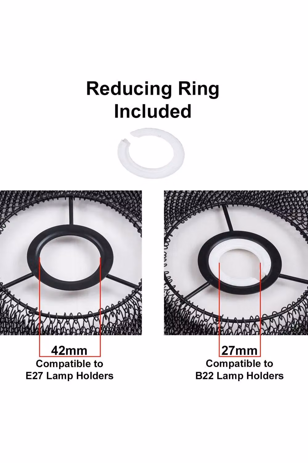 Harper Living Vintage Metal Mesh Pendant Ceiling Light Shade in Black with Reducer Ring – 4