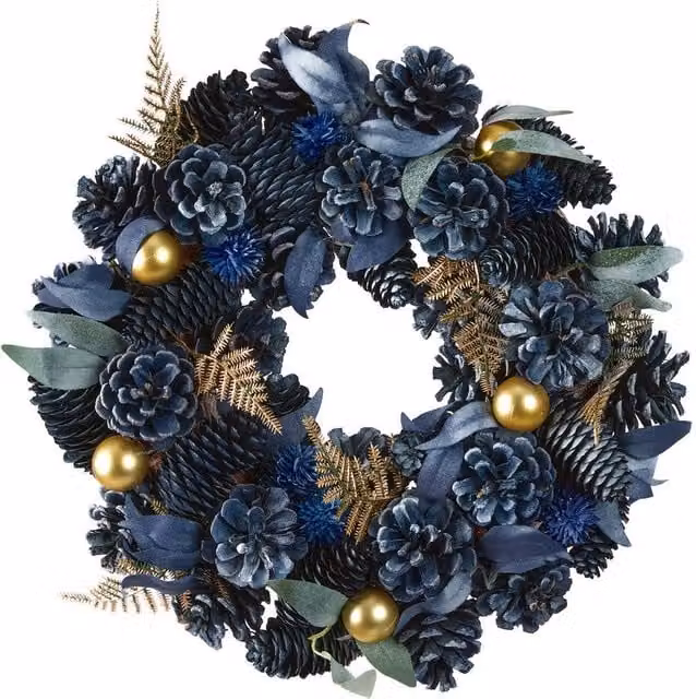 Dibor Moonlight Traditional Wreath in Blue for Christmas, Autumn, Winter or Spring, Diameter: 35 cm – 1