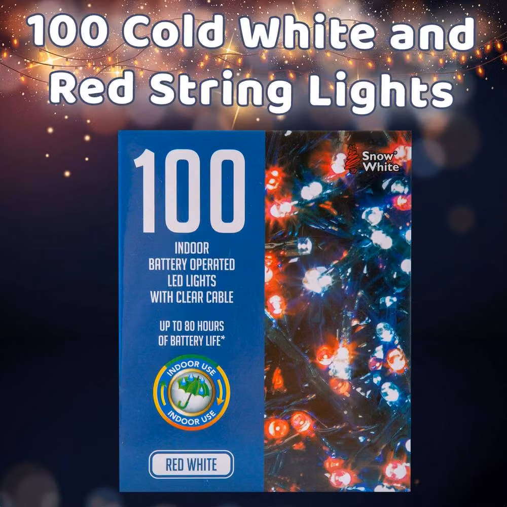 VFM e-Store Christmas String Lights with 100 Bulbs in White, Red and Multicolour – 3