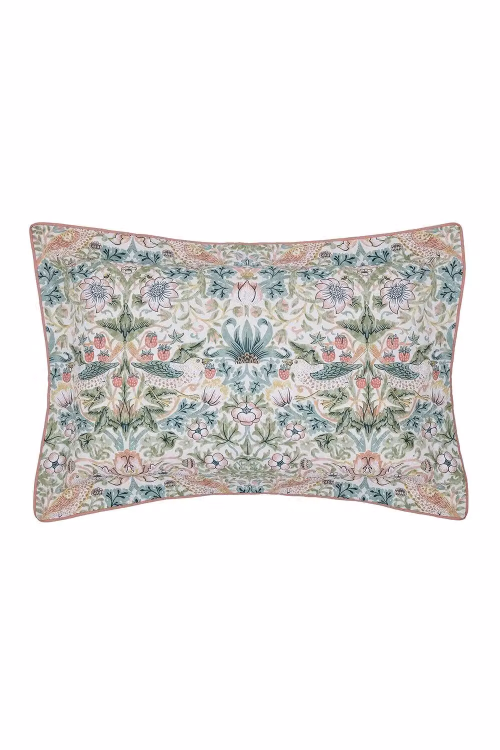 Morris & Co Strawberry Thief Cotton Percale Duvet Cover and Pillowcase Set in Pink and Green, W: 180 cm, H: 200 cm – 2