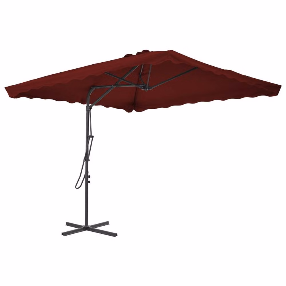 Berkfield Home Outdoor Parasol with Steel Pole, Red, W/D/H: 250 x 250 x 230 cm – 2