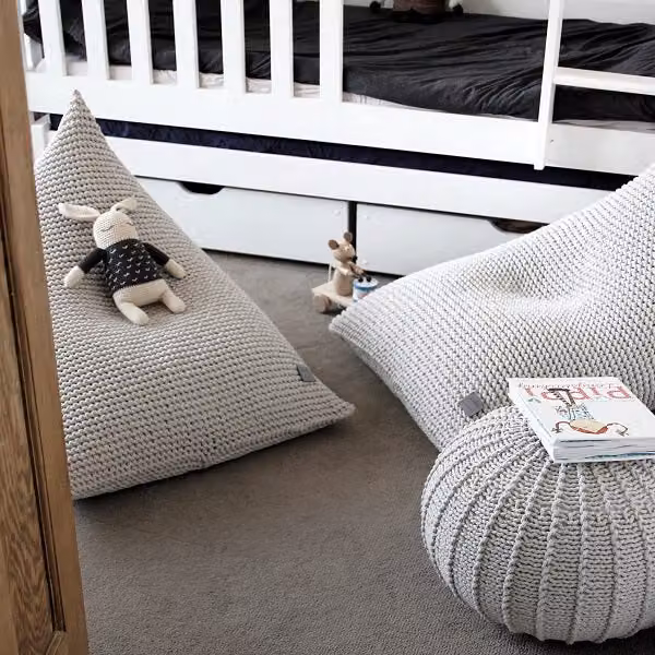 Zuri House Kids Knitted Beanbag in Beige, W/D/H: 70 x 100 x 70 cm – 2