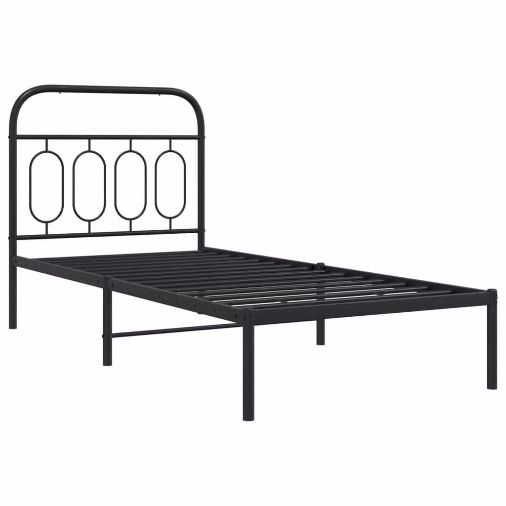Berkfield Home Metal Bed Frame with Headboard, Black, W/D/H: 90 x 190 cm – 3