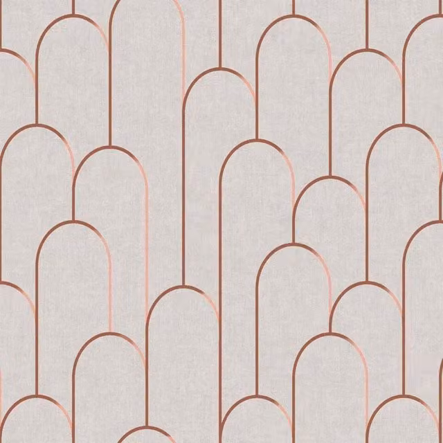 Decoprint Moments Geometric Scallop Wallpaper Arches in Beige and Copper Vinyl