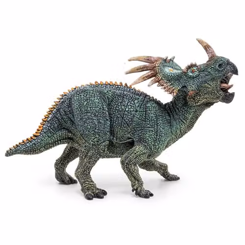 Papo Styracosaurus Dinosaur Figure, Green and Multicolour, Dinosaurs Collection