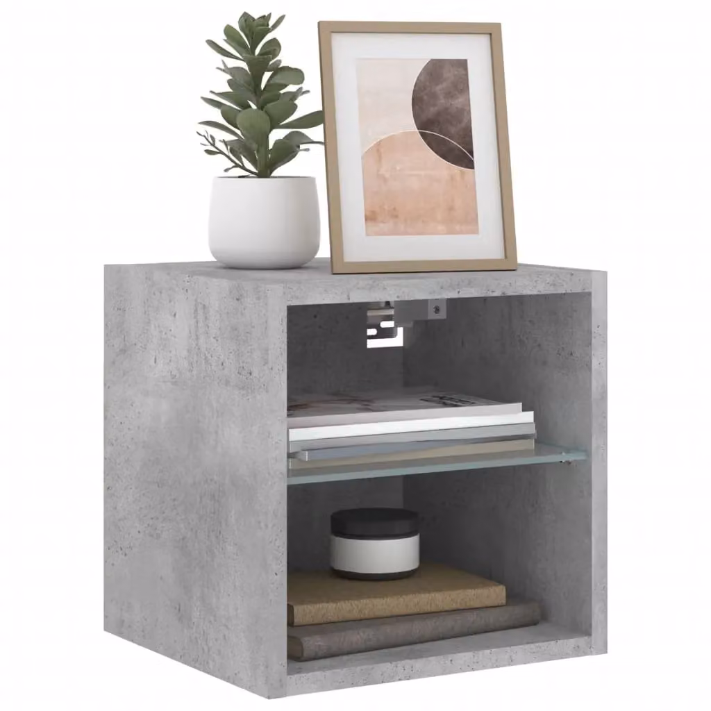 Berkfield Home Modern Wall Mounted TV Cabinet with Integrated LED Lights in Matt Grey, W/D/H: 30 x 30 x 28.5 cm – 4