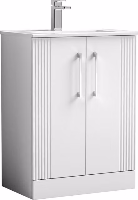 Balterley White Floor Standing Bathroom Vanity Unit with Rectangular Basin and Soft Close 2 Doors