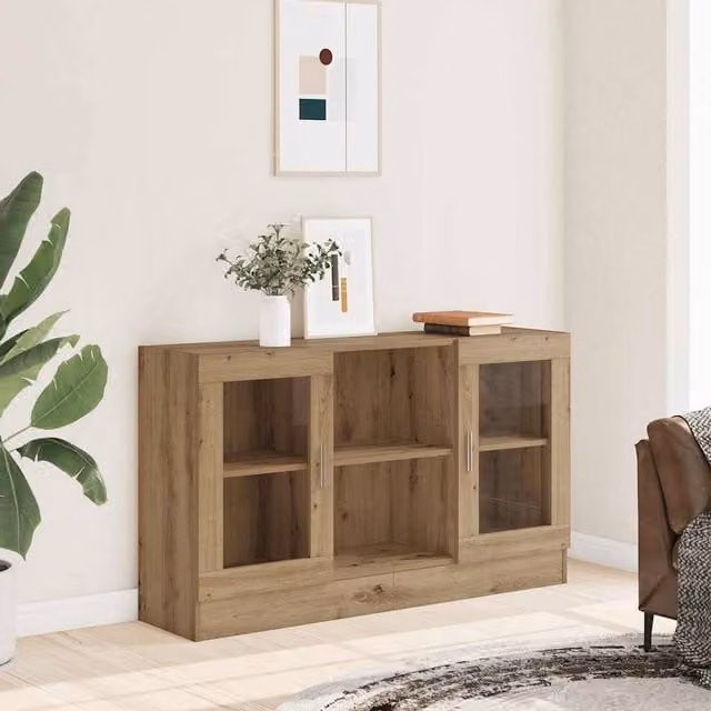 Berkfield Home Artisan Oak Sideboard in Brown, W/D/H: 120 x 30.5 x 70 cm