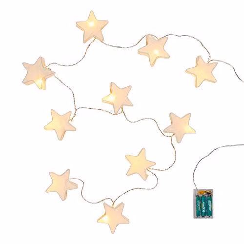 Lights4fun Indoor Paper Star Lantern Fairy Lights with 10 Warm White LEDs, White and Transparent, 1.8m – 2