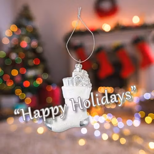VFM e-Store Silver and White Glass Stocking Christmas Tree Hanging Ornament, Height: 13.5 cm – 4
