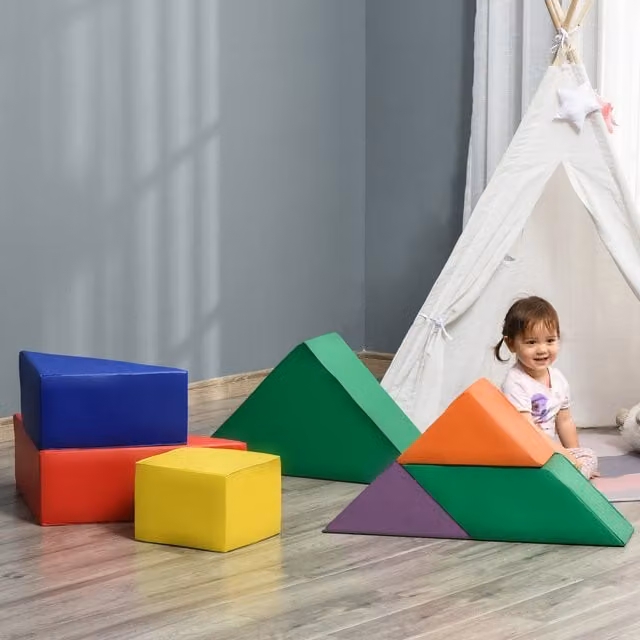 HOMCOM 7 Piece Red Foam Soft Play Stacking Set for Kids