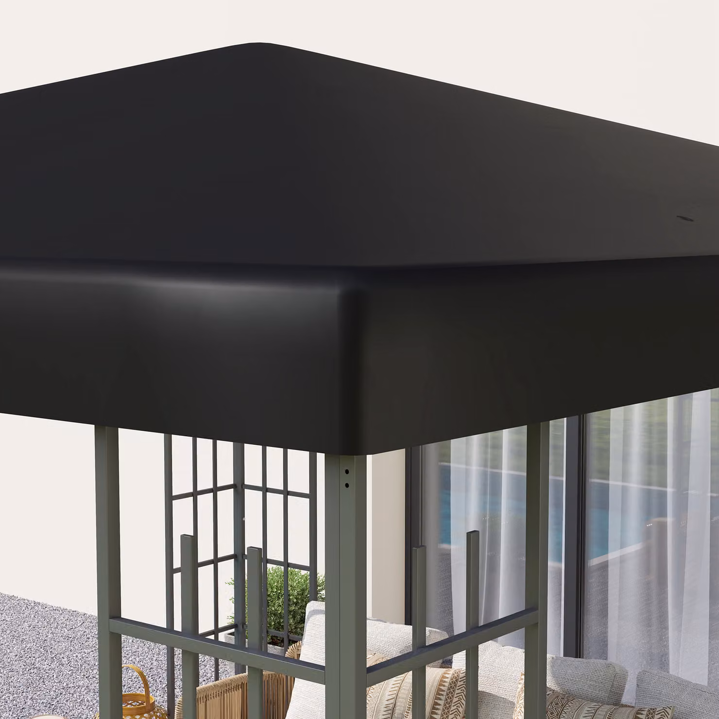 Outsunny Black Polyester Gazebo Replacement Canopy with UPF 50+ Protection, 3 x 3 m – 7