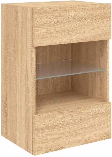 Berkfield Home TV Wall Cabinet with LED Lights in Sonoma Oak, Light Brown, W/D/H: 40 x 30 x 60.5 cm – 1