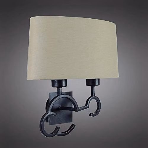 Netlighting Argi Up and Down Wall Lamp in Brown with Beige Fabric Shade, 2 x E27 – 2