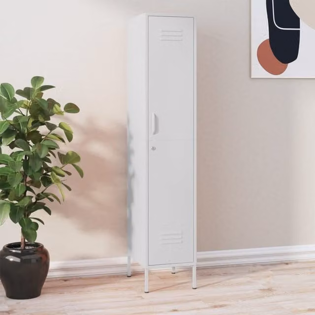 Berkfield Home White Metal Freestanding Locker Cabinet with Internal Shelves and Lock, W/D/H: 35 x 46 x 180 cm – 1