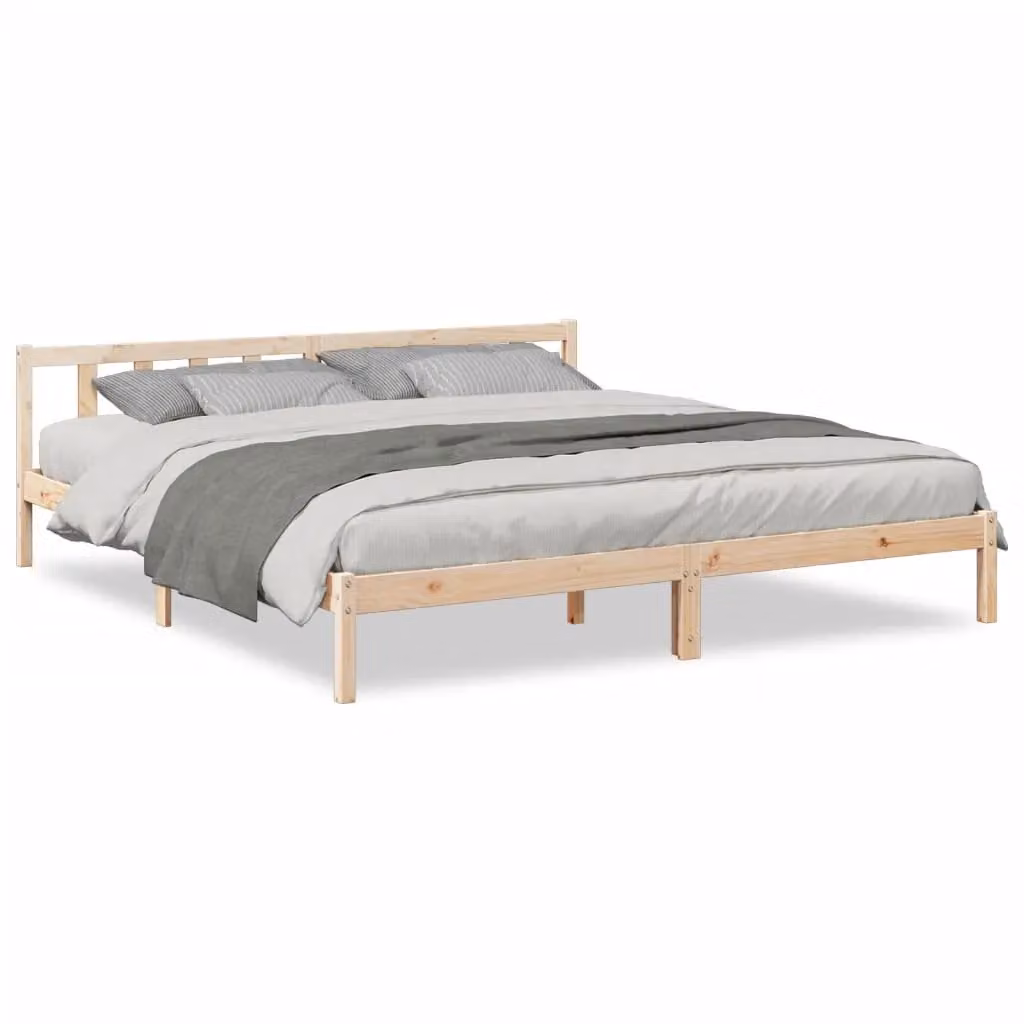Berkfield Home Extra Long Solid Wood Pine Bed Frame in Brown, W/D/H: 180 x 220 cm – 2