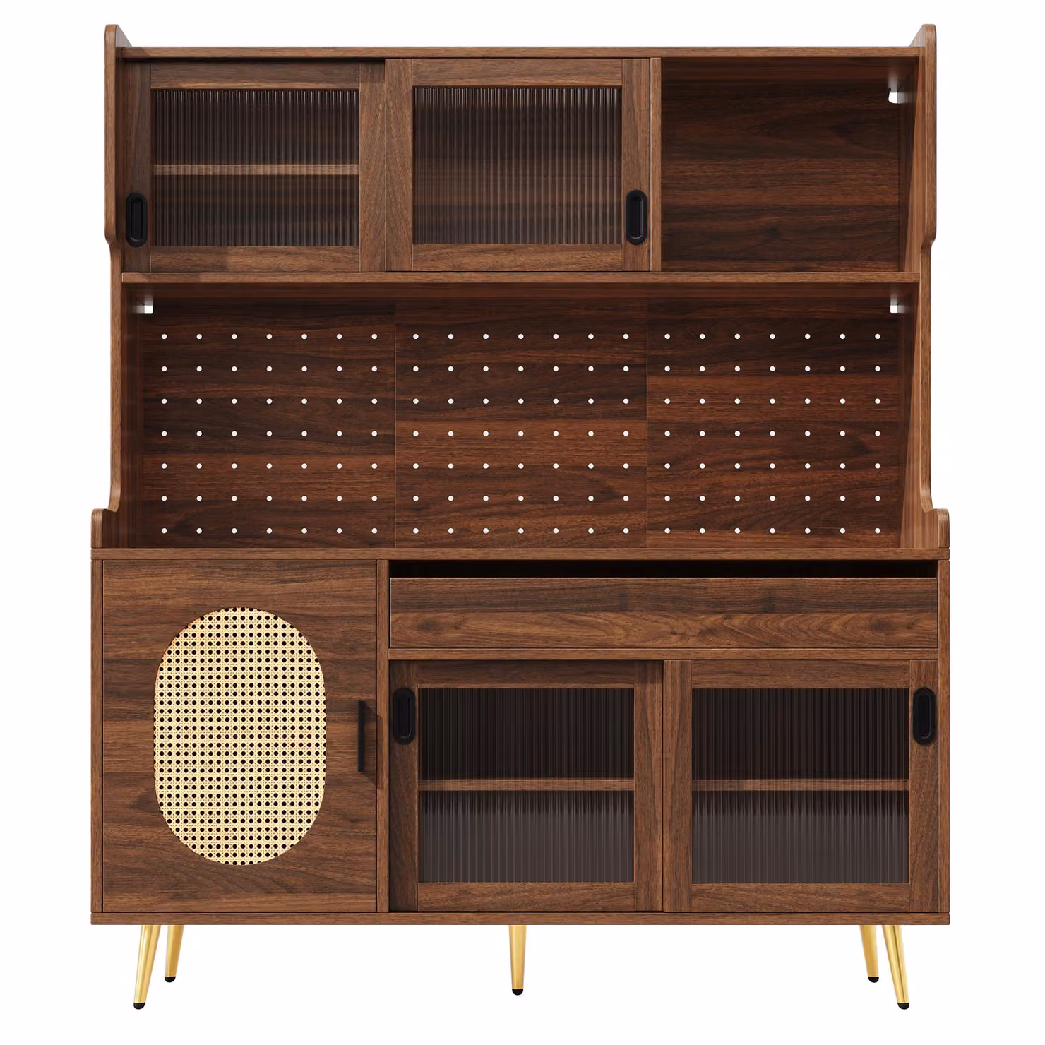 Aosom UK Country Style Sideboard with App-Controlled LED Light Strip, Brown, W: 145 cm, D: 39 cm, H: 171 cm – 2
