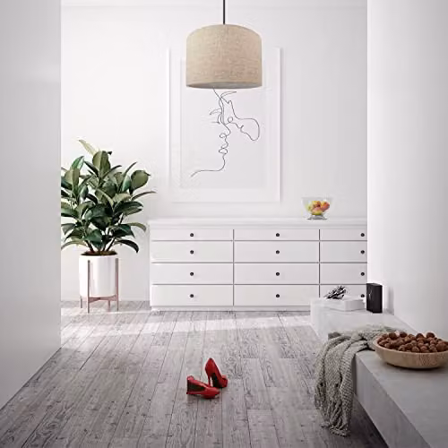 Happy Homewares Beige Fabric Cylinder Drum Lamp Shade with Reducer Ring, Diameter: 30 cm – 2