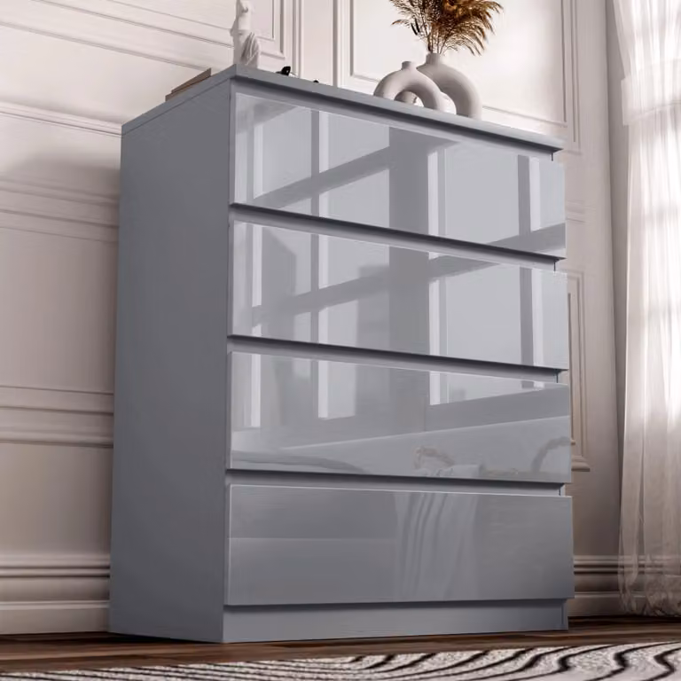 DHS High Gloss 4 Drawer Chest of Drawers in Grey