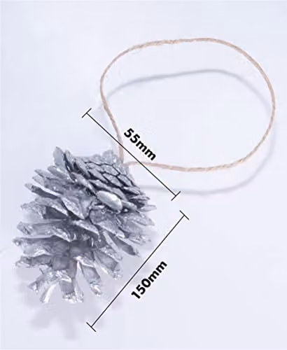 Netagon Pack of 6 Silver Hanging Pine Cone Pendant Decorations for Christmas and Parties – 2