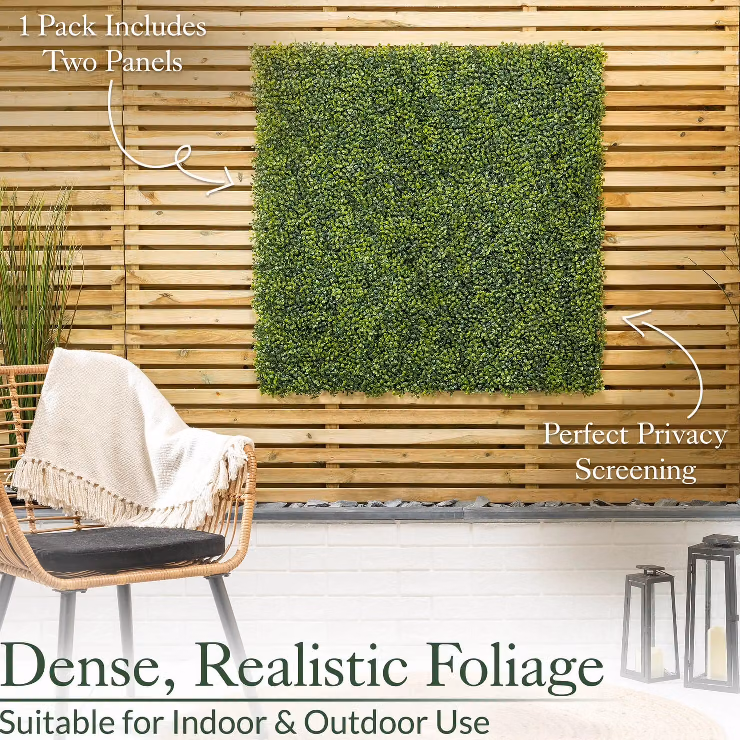 Christow Artificial Boxwood Living Wall Panels Green, 4 x 50 cm – 4