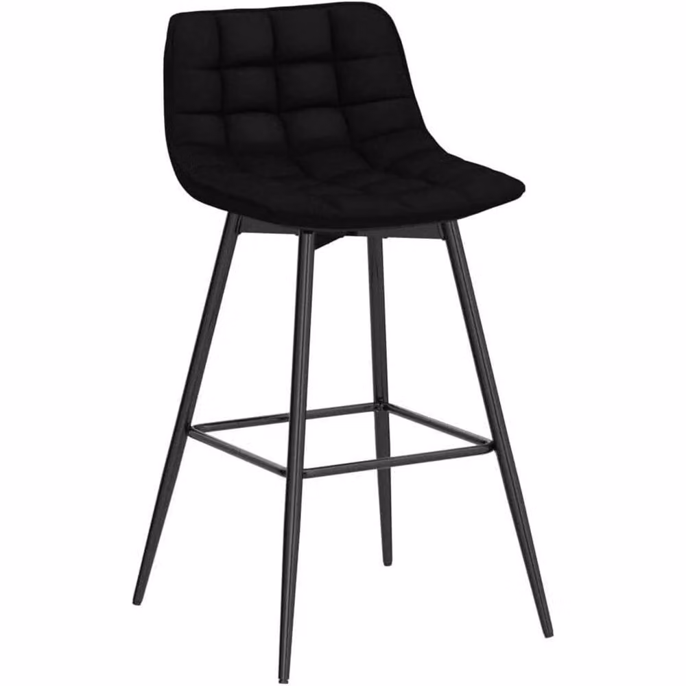 Nordara Set of 2 Black Velvet and Metal Modern Bar Stools for your Kitchen – 4