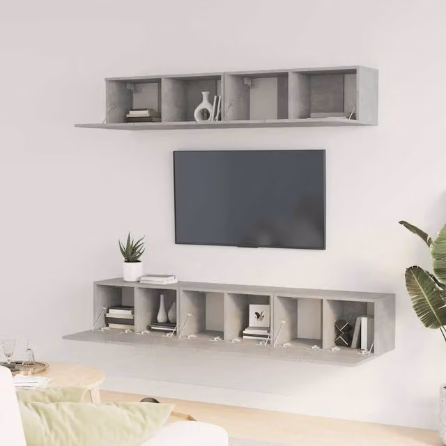 Berkfield Home Classic 5 Piece TV Cabinet Set in Concrete Grey Matt Engineered Wood – 1