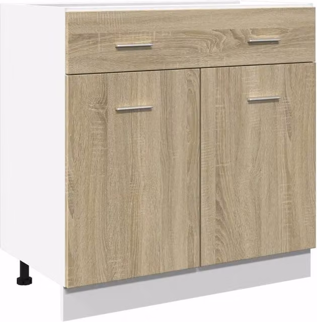 Berkfield Home Lyon Sonoma Oak Drawer Bottom Cabinet in Brown, W: 80 cm, D: 46 cm, H: 81.5 cm