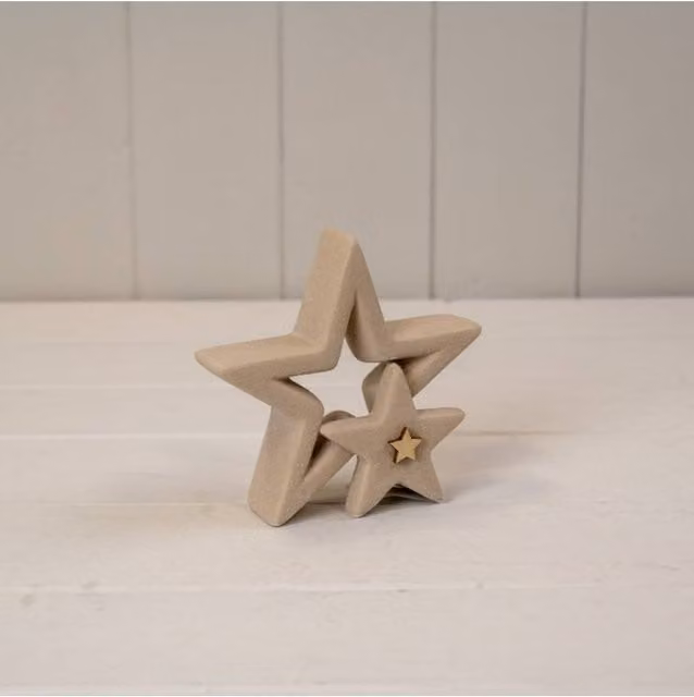 KDMD Sand Texture Effect Ceramic Star Hanging Pendant Decoration in Light Sand